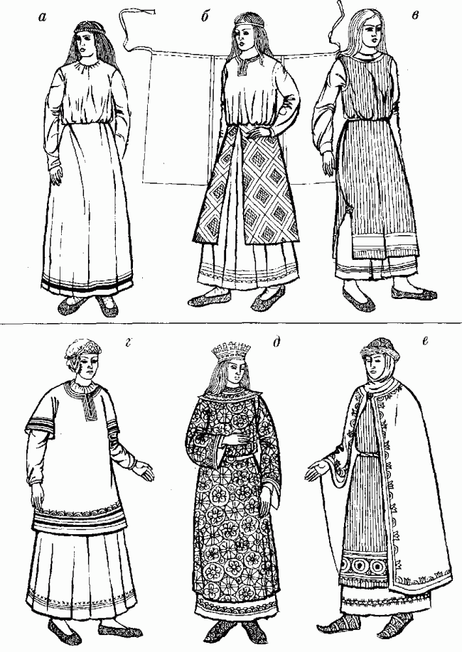Жіночій костюм 13-14 ст. Київська Русь