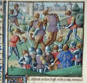 меч і баклер, средньовічний малюнок, фреска, фехтвання, бой
