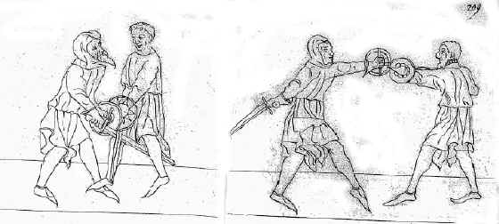меч и баклер, средневековый рисунок, фреска, фехтование, борода