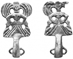 Бронзовые навершия с изображением женского божества. Александропольский курган