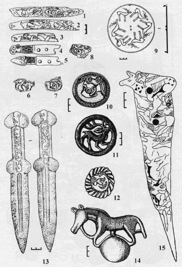 Изображения на костяных и бронзовых предметах