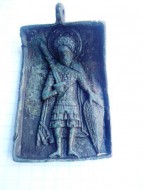 Бронзовая иконка-привеска Святой Фёдор - воин