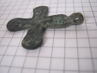 Двусторонний бронзовый крест с Распятием Христовым