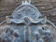 Квадрифолийный энколпион Распятие Христово, ос Богородица тронная. 12 век