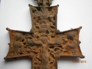Энколпион  Распятие Христово - Святой Николай 15 век. Прямоконечный, латинского типа