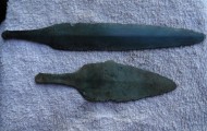 Древние бронзовые: нож, дротик
