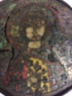Кулон с изображением святого раскрашенного эмалью, Киевская Русь XII век