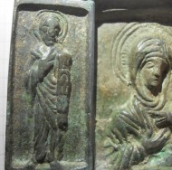 Складень «Богородица Одигитрия» с Святыми на створках (Святой Пётр и Святой Иоанн Богослов ?