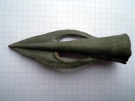 Бронзовый  наконечник копья с полусферическими прорезями. Белозерская культура