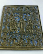 Икона бронзовая c синей эмалью 17-19 век