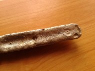 Серебряная гривна Новгородского типа, насечки на изнанке