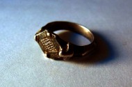 Золотоордынский перстень с рогами и чернением.