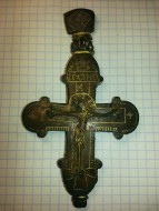 Крест - энколпион. Распятие Христово, Богоматерь Ассунта. 14 век