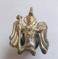 Мелкая древнерусская серебряная позолоченая  привеска «Архангел»
