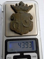 Бронзовая геральдическая накладка с гербами родов Побог и Лели́ва