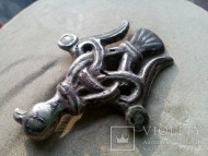 Серебряная рельефная украшеная чернью прорезная накладка «Тризуб» «Сокол Рарог»