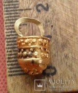 Золотая корзинка-ароматница, украшена зернью