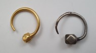 Массивные золотая и серебряная серьга  5-6 век.