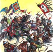 Бой русско-половецкого войска против Монголов, худ. М. Горелик