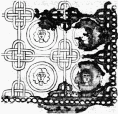 Фрагмент шитья первого рукава кафтана из Чингульского кургана