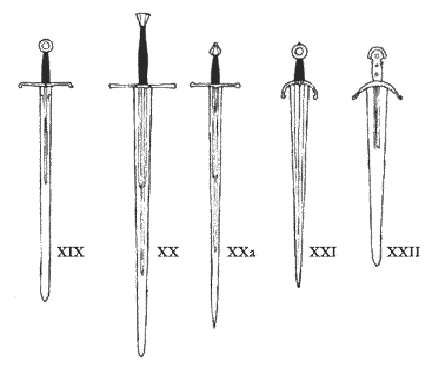Типология мечей, типы XIX-XXII