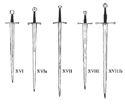 Типы мечей XVI-XVIIIb