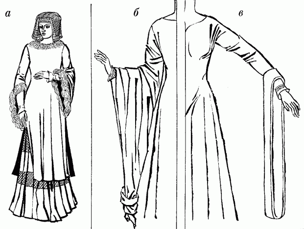 Жіночий костюм. Європа 13-14 ст