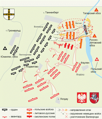карта Грюнвальдская битва, первый этап