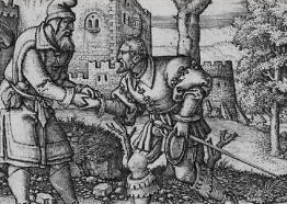 Молодой человек вооружен рапирой. Блудный сын 1. Ханс Себалд Бехем, 1540