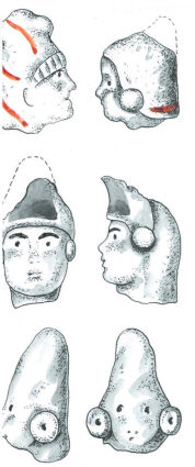 Фрагменты глиняных фигурок с изображением женских голов
