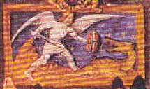меч і баклер, средньовічний малюнок, фреска, фехтвання, дракон, змей