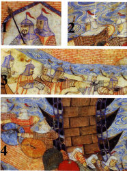Фрагменты диптиха «Осада монголами Багдада», Иран, нач. XIV вв.