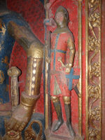 Оруженосец: бацине, меч, наколенники, кольчужные чулки, середина 14 века