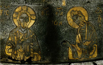 Христос и Иоанн-Предтеча. Деталь декора шлема с Деисусом