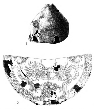 Рисунки шлема, найденного в русле Дуная (Венгрия). Конец XIII - начало XIV в.