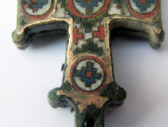 Древнерусский крест-энколпион, украшеный перегородчатой эмалью 11-13 век
