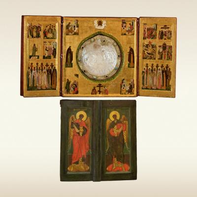 Икона-складень. Праздники и избранные святые. 17 век