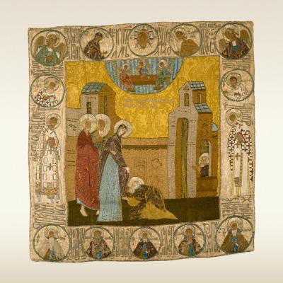 Пелена. Явление Богоматери преподобному Сергию Радонежскому, 15 век