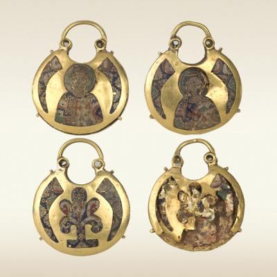 Золотые колты с перегородчатой эмалью. XII век