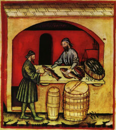Средневековый продавец рыбы