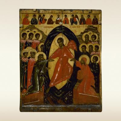 Икона: Сошествие во ад, с Деисусом и избранными святыми