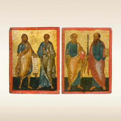 Двусторонняя икона: Святые Иоанн Предтеча и Иоанн Богослов. Апостолы Петр И Павел