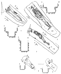 Сидорово 2000. Могильник 2. 1 - погр.2; 2 - погр.4; 3 - погр.З; 4 - погр.6; 5 - погр.5.