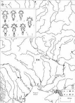 Знахідки малих пальчастих фібул Гавритухін/тип Пергамон - Бухарест — оз. Тей, підтип неорнаментованих, серія А