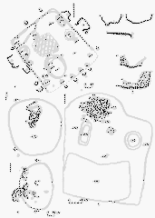 Сидоровский археологический комплекс: 1 — раскоп 8, помещение 7; 2 — разрезы печи помещения 8; 3 — раскоп 7, хоз. яма 1; 4 — раскоп 7, хоз. яма 3. 5 — раскоп 7, помещение 8.