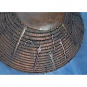 Монголо-татарский плетеный щит Калкан, вид на железные обручи и умбон