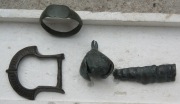Древнерусские изделия из металла: пряжка, бубенчик, перстень, ременная накладка