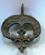 Древнерусская бронзовая лунница с крестом