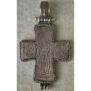 Большой крест энколпион (Enkolpion) византийского стиля, cеребряный, 12-15-й века нашей эры