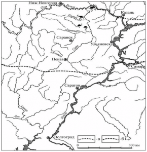 Карта-схема расположения памятников писеральско-андреевского типа